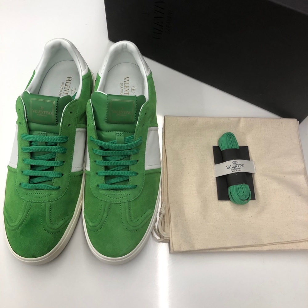Valentino Suede Green Studded sneakers Men Size45